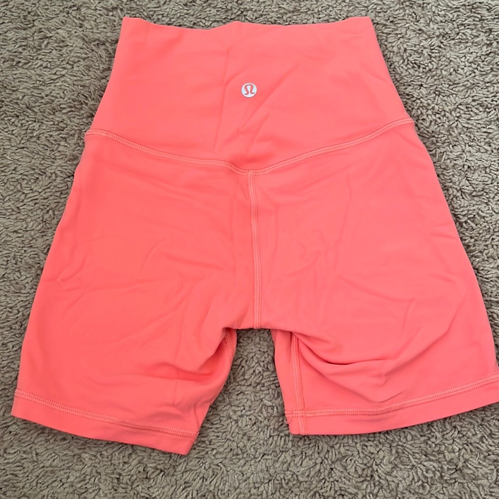 Lululemon 6 in high rise align shorts neon pink